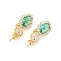 Brass Cubic Zirconia Oval Fold Ovel Clasps