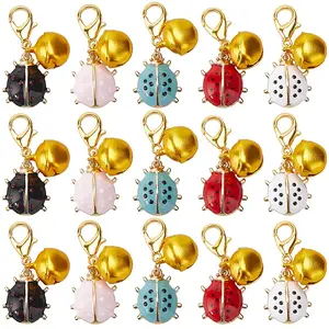 6 Sets Ladybird Alloy Enamel Pendants Decoraiton