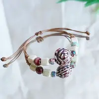 Round Ceramic Beads Braided Bead Bracelets