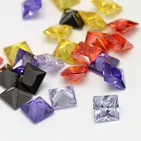 20PCS Mixed Grade A Square Shaped Cubic Zirconia Pointed Back Cabochons