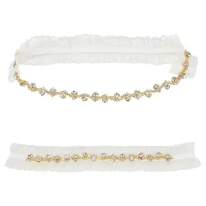 2Pcs Flower Pattern Polyester Lace Elastic Bridal Garters