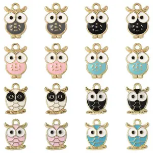 24Pcs 8 Styles Alloy Enamel Pendants