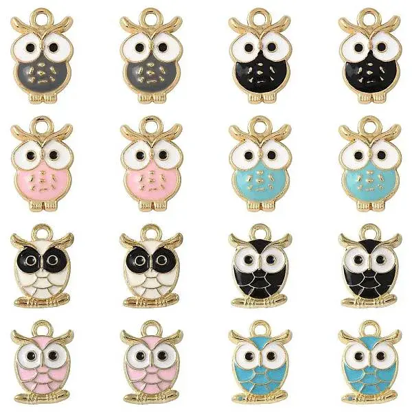 24Pcs 8 Styles Alloy Enamel Pendants