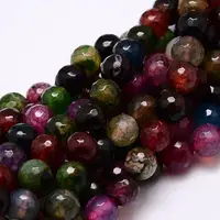 Dyed Natural Agate Faceted Round Beads Strands