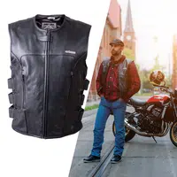 Kožená moto vesta W-TEC Trabacho černá 6XL