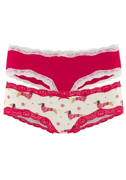 LASCANA Nohavičky  krémová / zmiešané farby / brusnicová