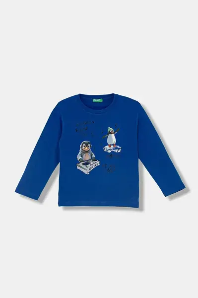 Dětské bavlněné tričko s dlouhým rukávem United Colors of Benetton