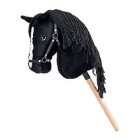 Hobby horse Cortez, černý kůň na tyči, šňůrková hříva
