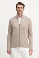 Vlněný kardigan United Colors of Benetton pánský, béžová barva, 1006U501C