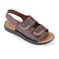 Pánské sandály z eko kůže na suchý zip hnědé vel. 43