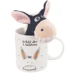 Porcelánový hrnek s plyšovým přívěskem OSLÍK, 390 ml