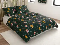 Flanelové obliečky z mikrovlákna SNOWMAN AND GINGERBREAD zelené Rozmer obliečky: 2 ks 70 x 90 cm | 200 x 220 cm