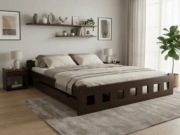 Postel Naomi zvýšená 180 x 200 cm, ořech Rošt: S laťkovým roštem, Matrace: Matrace Sommera 18 cm