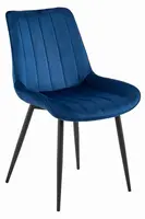 Modrá zamatová stolička SOSA s čiernymi nohami
