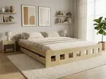 Posteľ Naomi zvýšená 140 x 200 cm, borovica Rošt: S lamelovým roštom, Matrac: Bez matraca