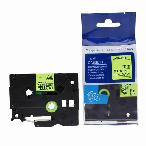 Kompatibilní páska s Brother HGe-C51, signální 24mm x 8m, černý tisk/žlutý podklad, vysokorychlostní