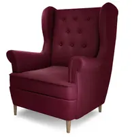 Čalouněné křeslo ušák aglaja - červené - mat velvet 68