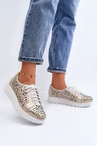 Zazoo Kožené Polobotky Na Platformě Bežové Hypnosis