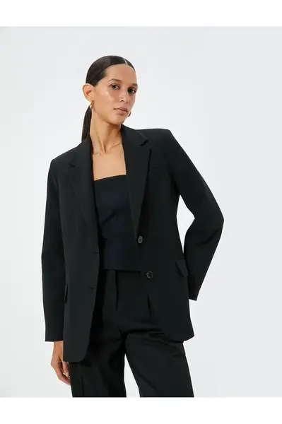 Koton Kt - Blazer Jacket Double Breasted Flap Pocket Detail