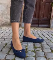 Gemre Navy blue ballet flats with a decorative bow Pollinos