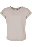 Dívčí organické tričko s prodlouženým ramenem v teple šedé barvě