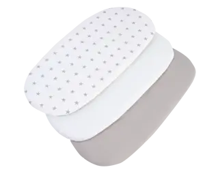 Medi Partners 3 – Pak – Fitted sheet for stroller – cotton – Gray stars on white – White – Gray