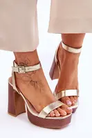 Boto Kožené Sandály Na Robustní Platformě zlato Marina