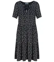 Trapeze summer dress with a white MIDI print