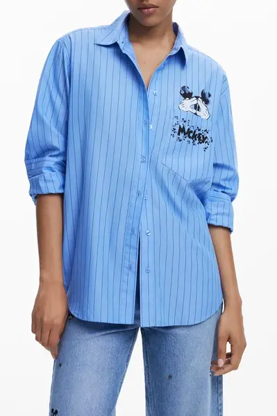 Dámská košile Desigual s dlouhým rukávem, modrá