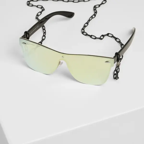 103 Řetízkové sluneční brýle černo/zlaté zrcadlo