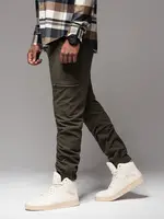 Ombre Men's jogger pants with cargo pockets and print - dark olive green