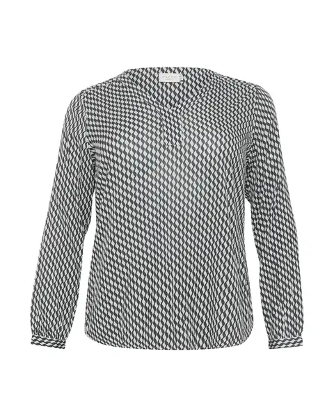 KAFFE CURVE Blúzka 'Cami'  tmavosivá / biela