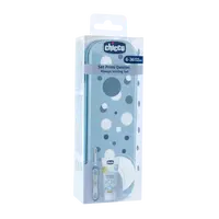 CHICCO Set zubní kartáček a pasta v pouzdře Always smiling - light blue, 6m+
