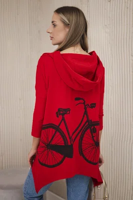 Mikina s cyklistickým potiskem červená