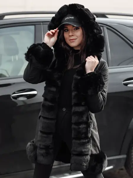 Dámská černá bunda FURRWINT s kožešinou