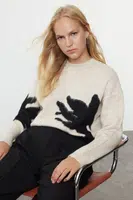 Trendyol Stone Soft Texture Stand Collar Color Block Knitwear Sweater
