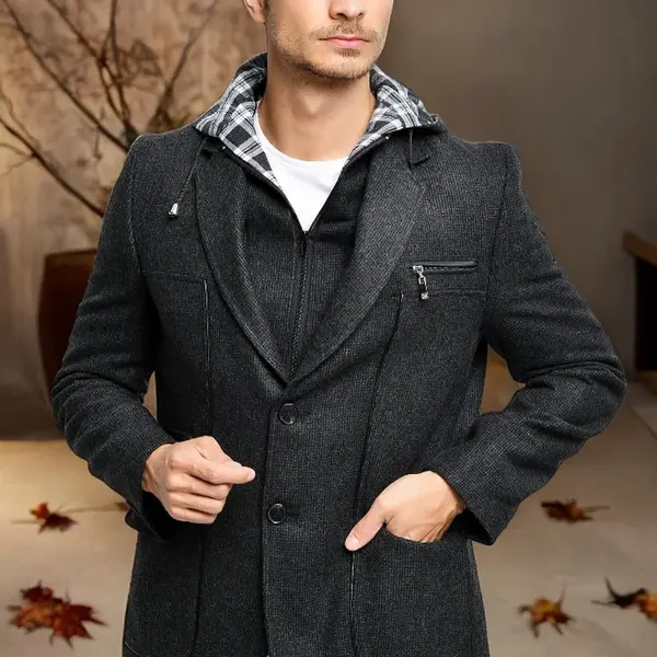 K7540 DEWBERRY MEN'S COAT-LIGHT PATTERNED ANTHRACITE