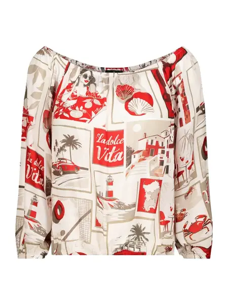 monari Blúzka  béžová / krémová / červená