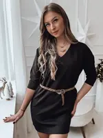 Černé šaty GLAMUP s páskem