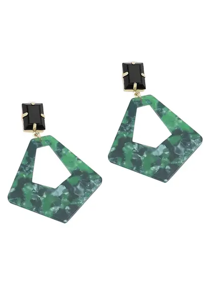 SOHI Náušnice ' Mariah '  zlatá / tmavozelená / čierna