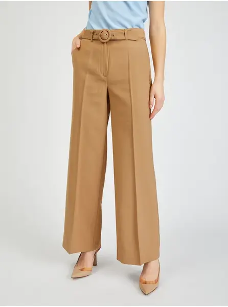 Orsay Hnědé dámské široké kalhoty s páskem - Dámské