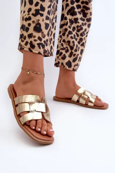 EVENTO Ploché Dámské Sandály Z Ekokože Zlaté Risamay