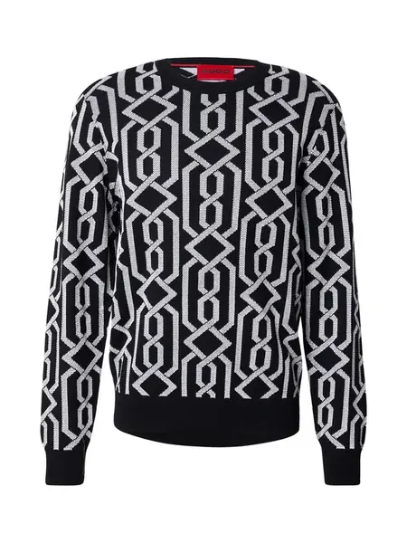 HUGO Sveter 'Souvawn'  čierna / biela