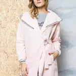 Lemonade coat decorated with white and black trimming pink