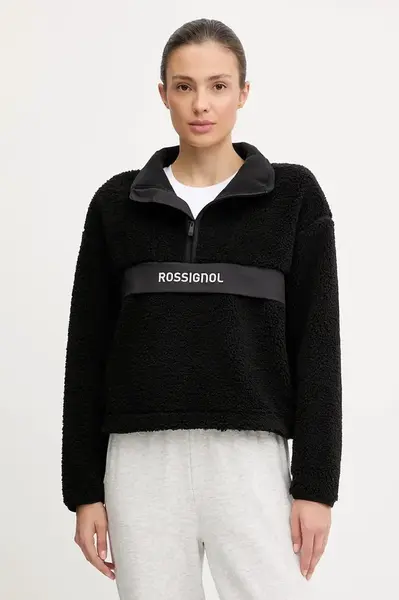 Fleecová mikina Rossignol ALLTRACK dámská, černá barva, hladká, RLOWL03