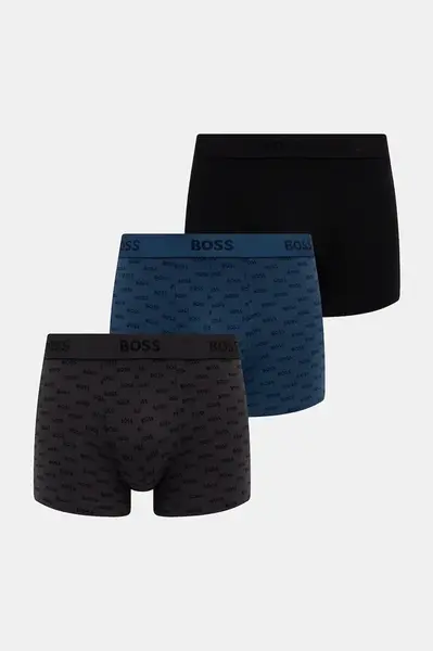 Boxerky BOSS Trunk 3P 2 Design G 3-pack tmavomodrá barva, 50546765