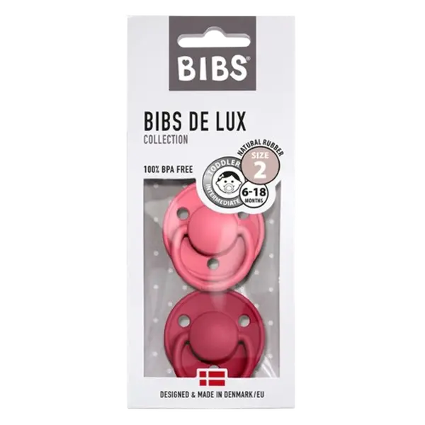 BIBS Colour Dudlíky z přírodního kaučuku - velikost 2, Coral/Ruby 2 ks