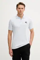 Bavlněné polo tričko Karl Lagerfeld pánské, modrá barva, s aplikací, 553224.745710