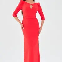 Dlouhé večerní šaty Carmen Coral Crepe s perlovou výšivkou