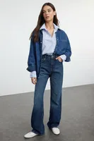 Trendyol Dark Blue High Waist Wide Leg Jeans